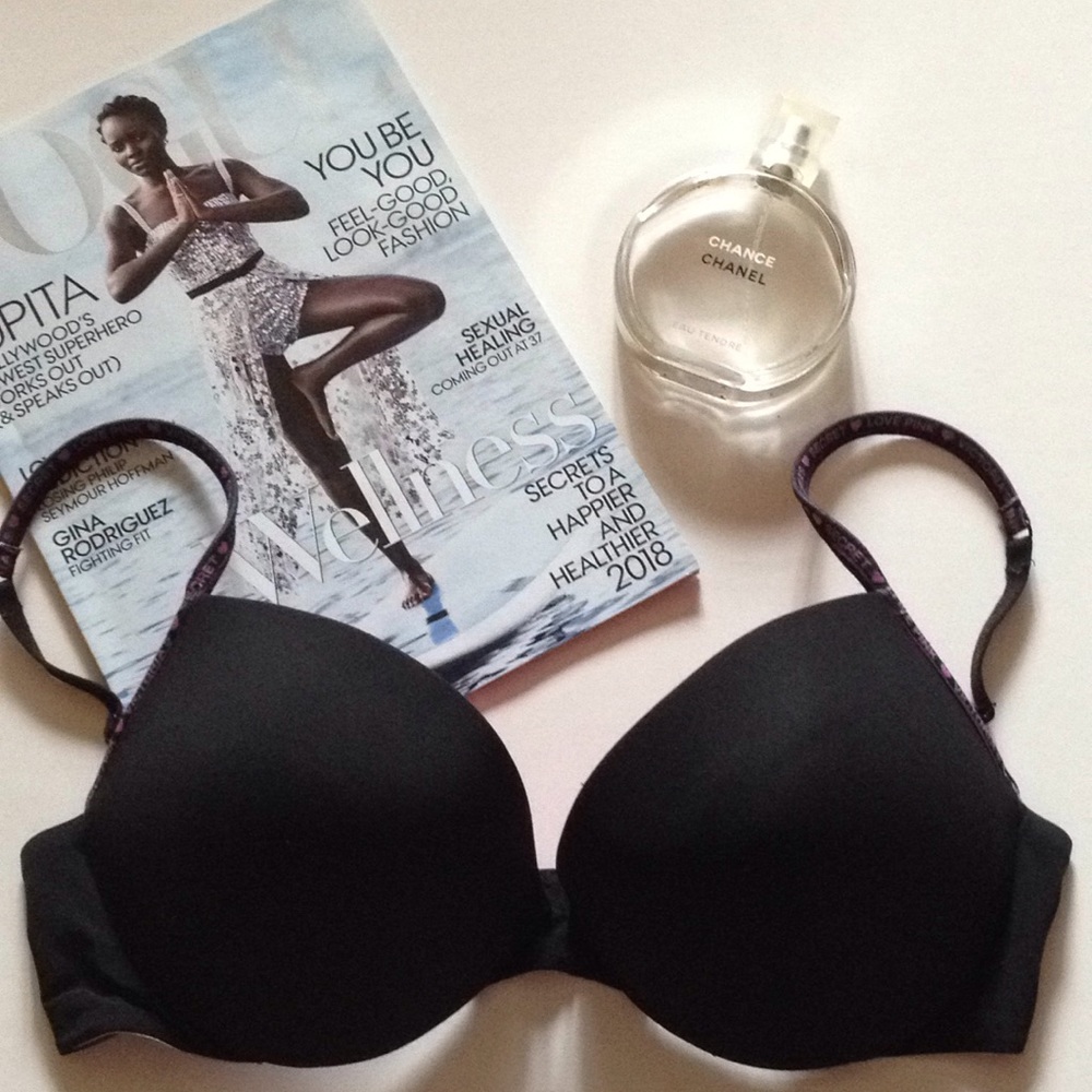 VS PINK Black Push-Up Bra in 36C